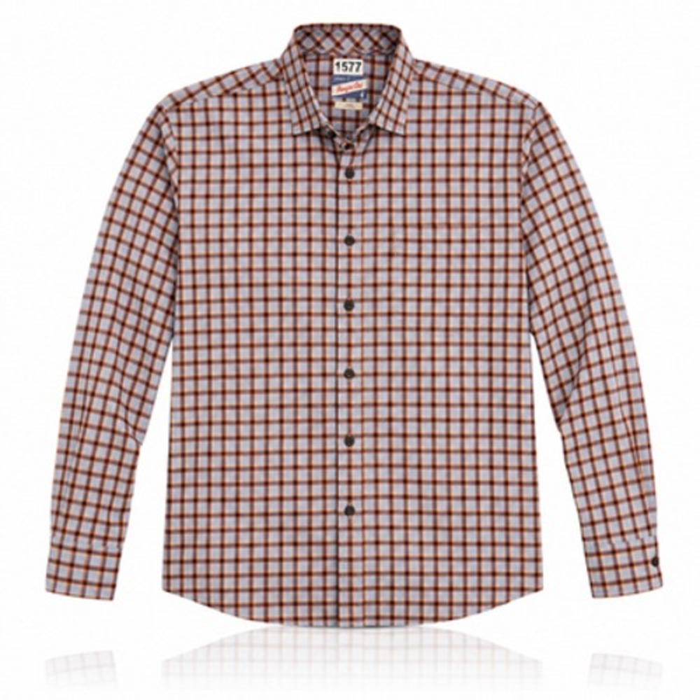 johnnie O Hangin Out Mens L Orange Plaid Cotton Long Sleeve Button Up Shirt